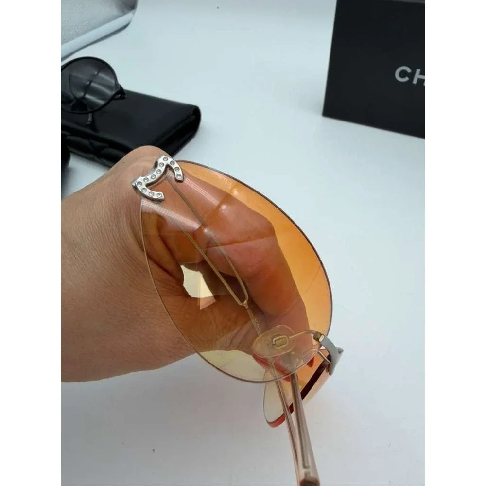CHANEL Vintage‎ Rimless Sunglasses WS23830 Orange – 100% Authentic – Rare Y2K